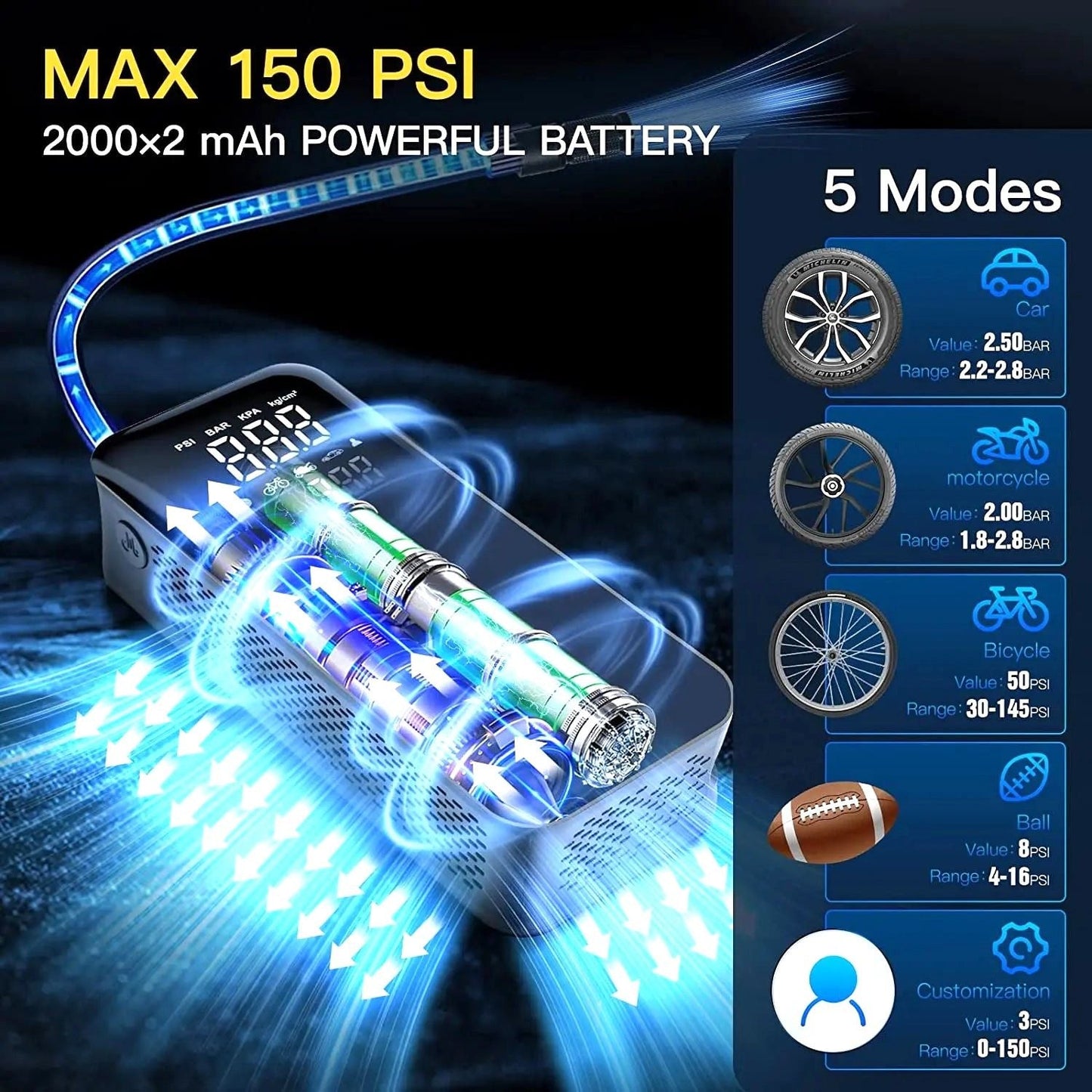 compresseur de pneus sans fil multifonctionnel - My - carstore13.com